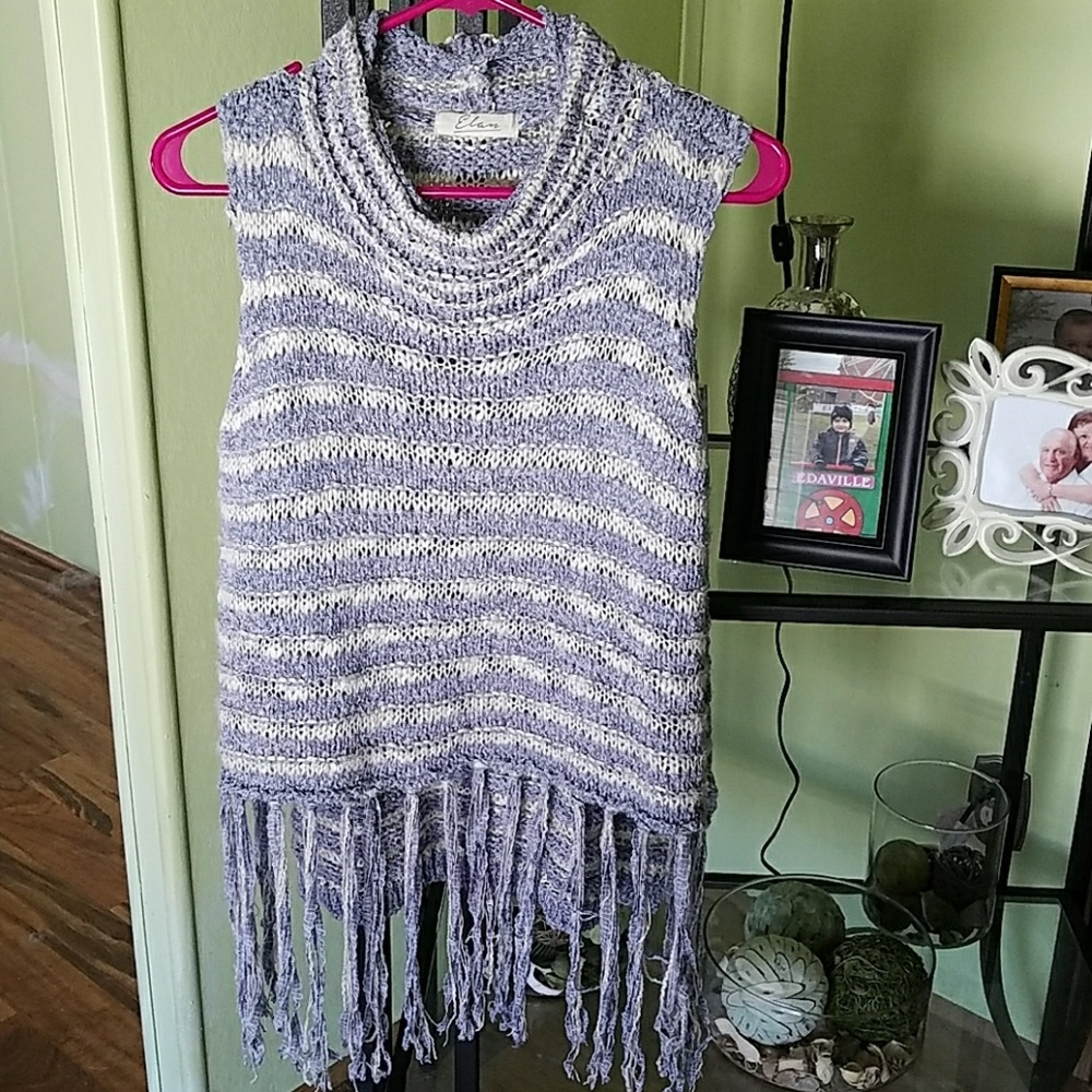 Super cute crochet sleeveless top with fringe
